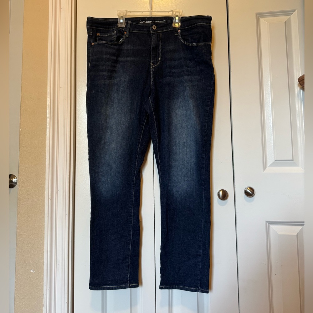 Stretch Slim Jeans Dark Wash Comfortable Mid Rise Casual Everyday Womens 18M